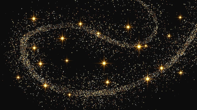 gold glittering confetti wave and stardust