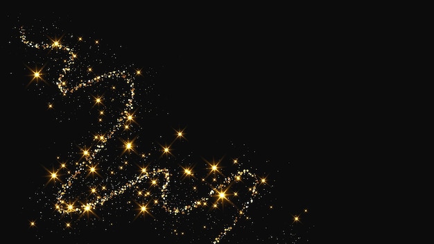 gold glittering confetti wave and stardust