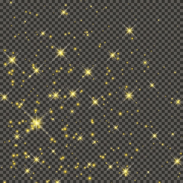 Золотая блестящая пыль на сером прозрачном фоне Пыль с эффектом золотого блеска и пустое место для текста Векторная иллюстрация
