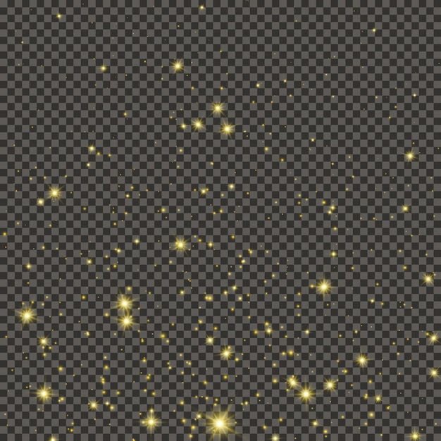 Золотая блестящая пыль на сером прозрачном фоне Пыль с эффектом золотого блеска и пустое место для текста Векторная иллюстрация