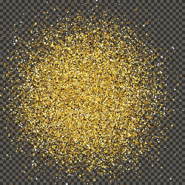 Vector gold glittering dust on a gray transparent background dust with gold glitter effect and empty space for your text vector illustration