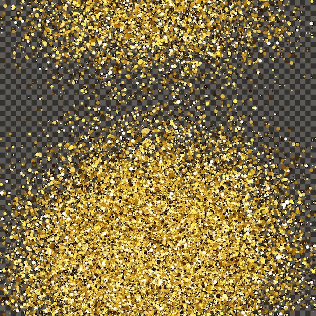 Vector gold glittering dust on a gray transparent background dust with gold glitter effect and empty space for your text vector illustration