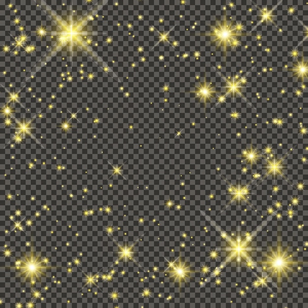Вектор Золотая блестящая пыль на сером прозрачном фоне пыль с эффектом золотого блеска и пустое пространство