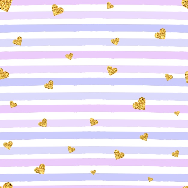 Vector gold glittering heart seamless pattern