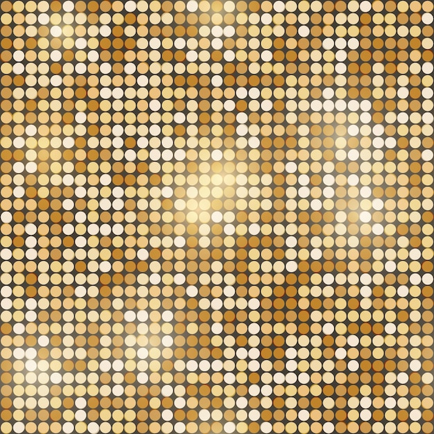 gold glittering round mosaic seamless background golden metallic small figures geometric seamless pattern vector illustration