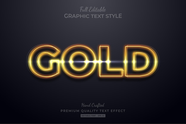 Эффект стиля редактируемого текста gold glow