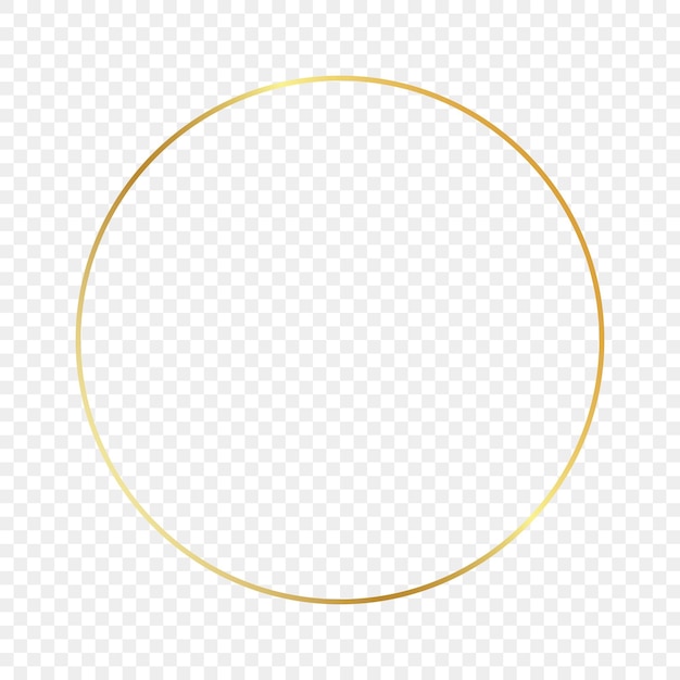 Gold glowing circle frame isolated on transparent background. Shiny frame with glowing effects. Vector illustration.