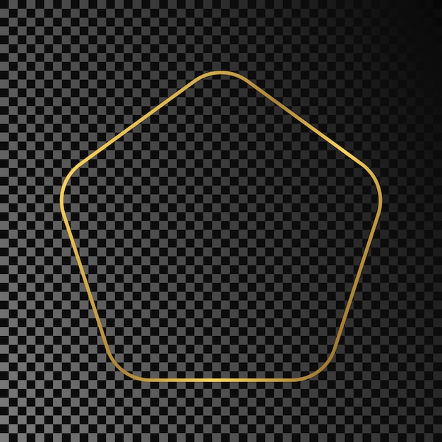 Gold glowing rounded pentagon shape frame