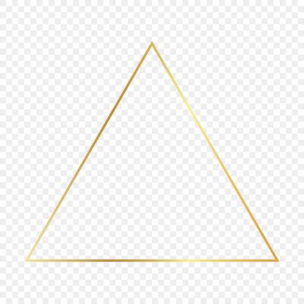 Gold glowing triangle frame isolated on transparent background. Shiny frame with glowing effects. Vector illustration.