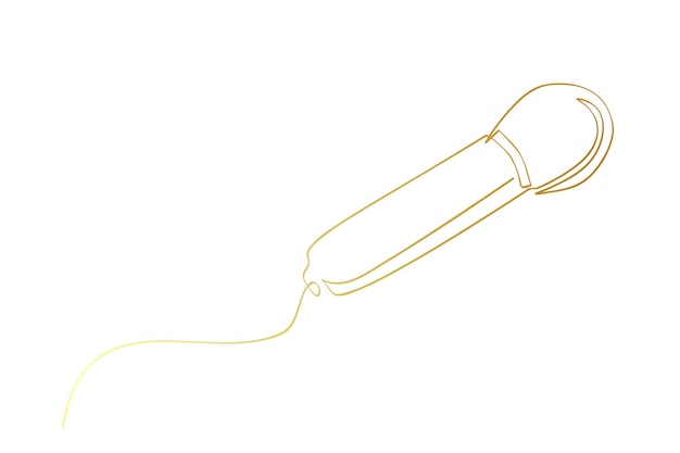 Gold golden simple vector single one or continuous line microphone