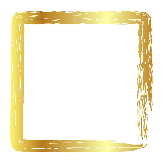 Gold golden vector simple oval frame from crayon at white background