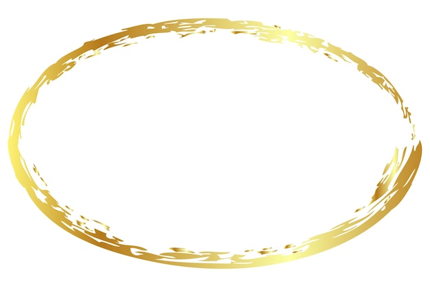 Gold golden vector simple oval frame from crayon at white background