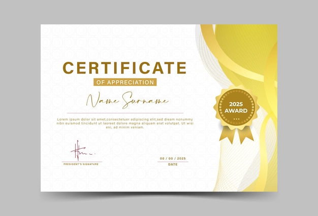 gold gradation element wave modern certificate