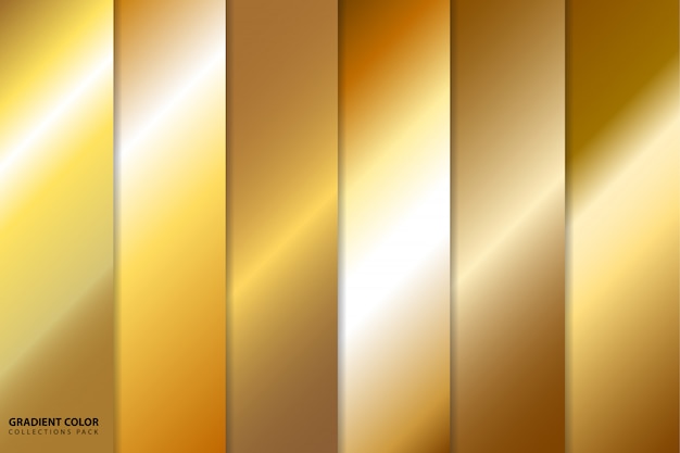 Vector gold gradient color collections pack