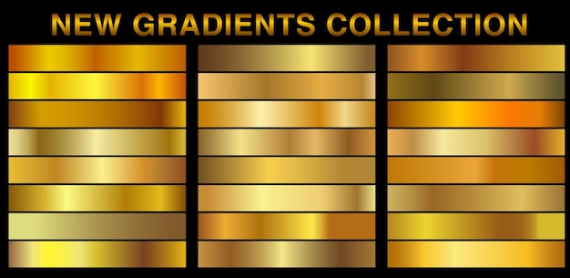 Vector gold gradient set background vector icon texture metallic illustration for frame ribbon banner coin and label