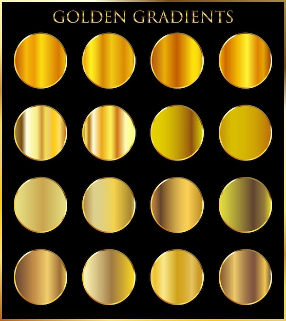 gold gradient set background vector icon texture metallic illustration for frame ribbon banner coin and label