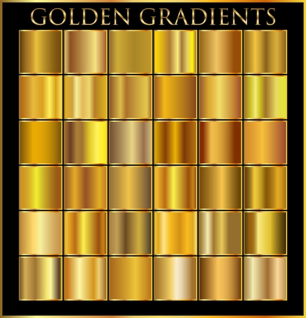 Gold gradient set background vector icon texture metallic illustration for frame ribbon banner coin and label