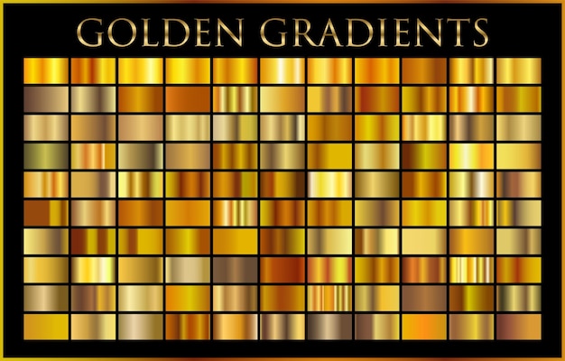 Gold gradient set background vector icon texture metallic illustration for frame ribbon banner coin and label
