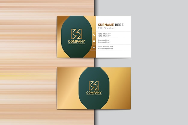 Gold and Green business card template