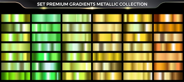 Gold and green gradient set collection, gradient colorful palette and texture.