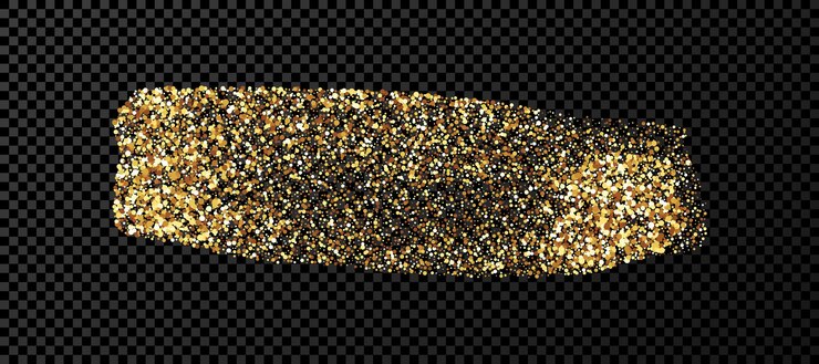 Vector gold grunge brush stroke. painted ink stripe. ink spot isolated on dark transparent background. vector illustration