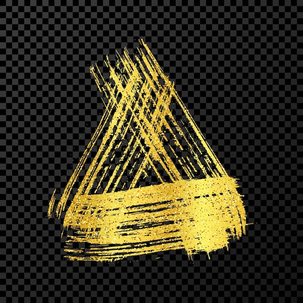 Gold grunge brush strokes in triangle form