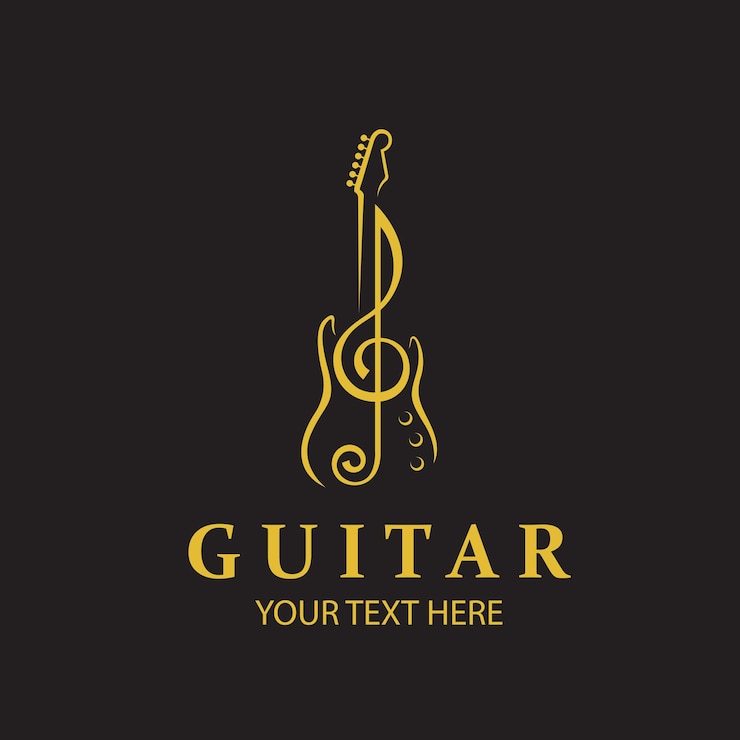 Vector gold guitar emblem