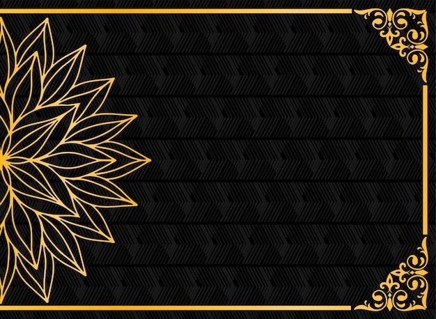 Gold half mandala pattern on black background