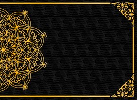 Vector gold half mandala pattern on black background