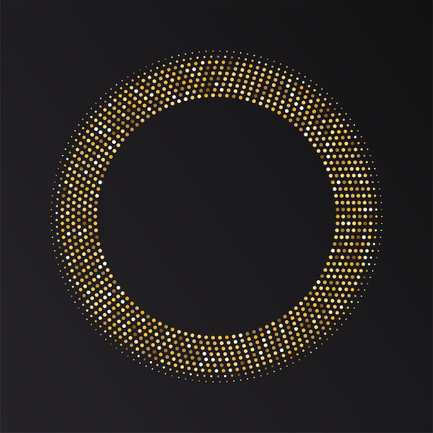 Gold halftone round frame golden luxury halftone circle logo