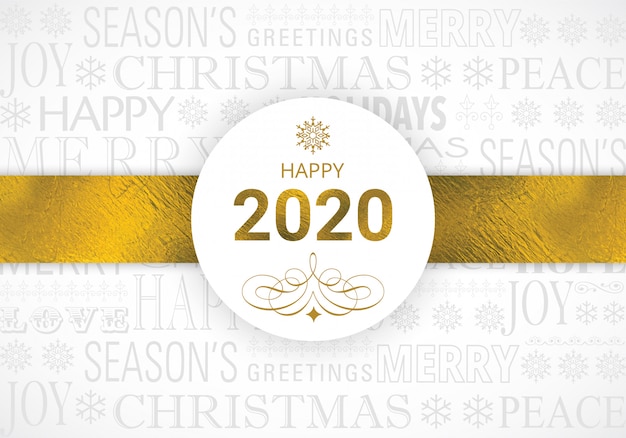 Vettore gold happy 2020 card