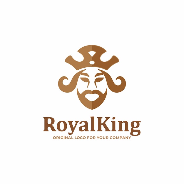 Gold head king logo design template.