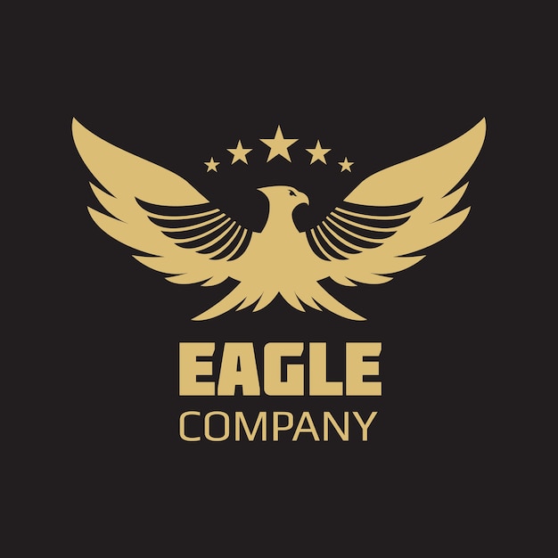 Vector gold heraldic silhouettes eagle logo company design