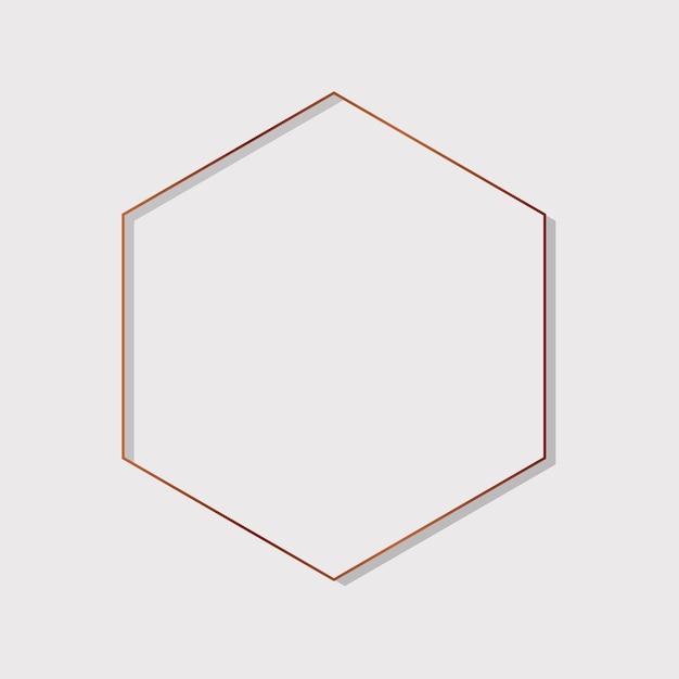 Gold hexagon frame on a blank background