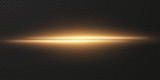 Gold horizontal lens flares pack laser beams horizontal light rays png effect light gold