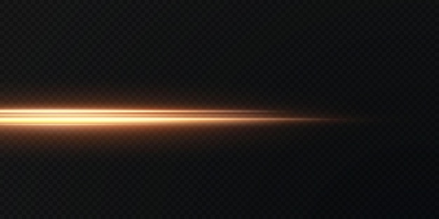 Gold horizontal lens flares pack laser beams horizontal light rays