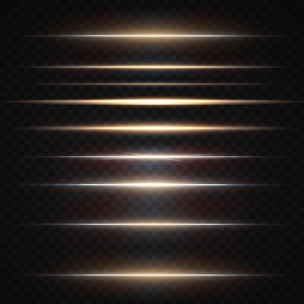 Gold horizontal lens flares pack