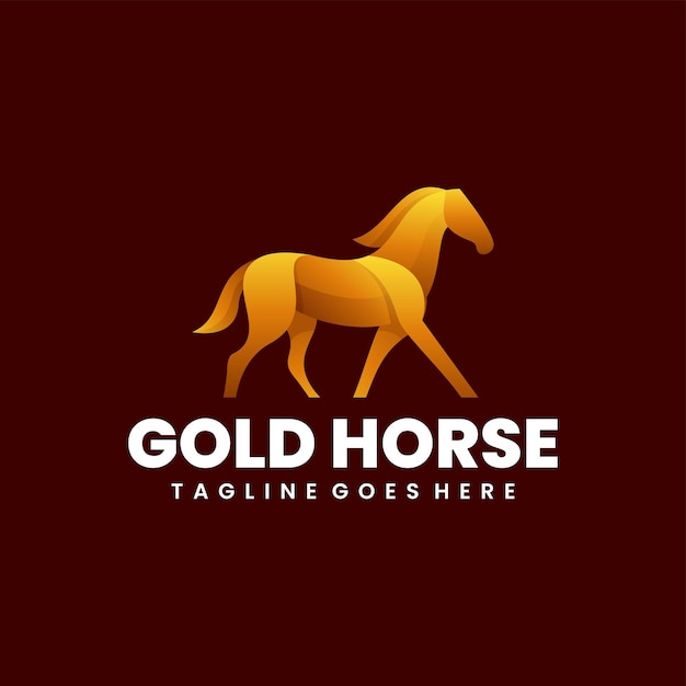 gold horse illustration colorful logo design