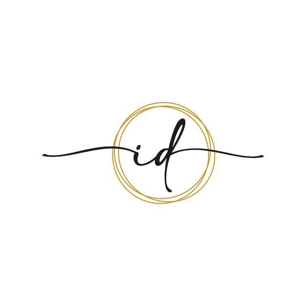 Gold I D Initial Script Letter Beauty Logo Template