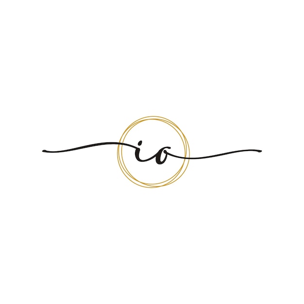 Gold I O Initial Script Letter Beauty Logo Template