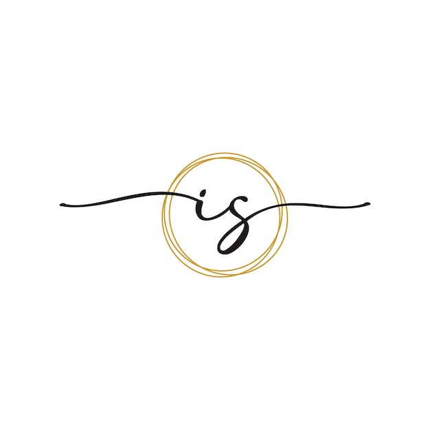 Gold I S Initial Script Letter Beauty Logo Template