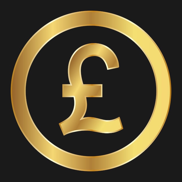 Vector gold icon of pound sterling concept of internet currency