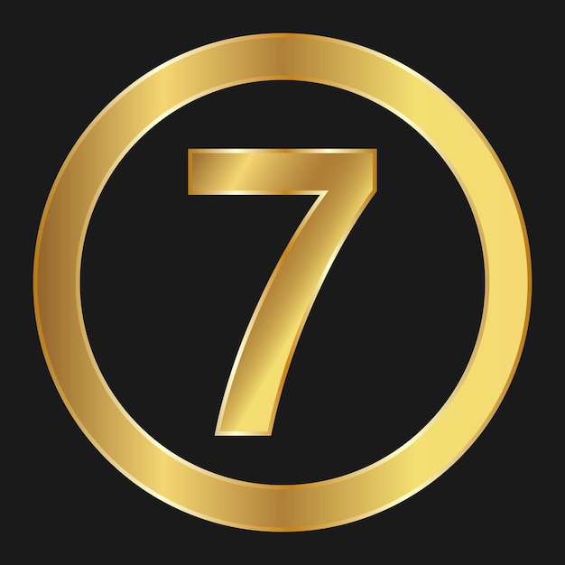 Vector gold icon with number seven concept of internet icon