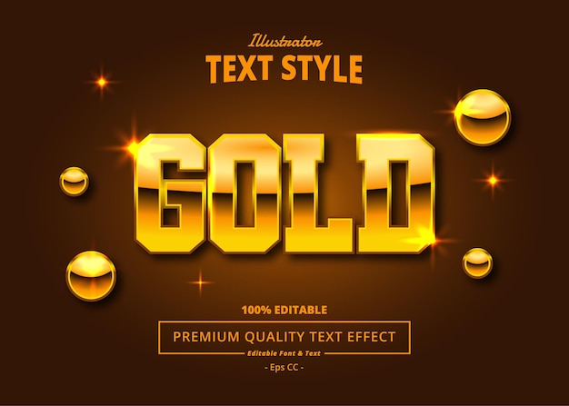 Текстовый эффект gold illustrator