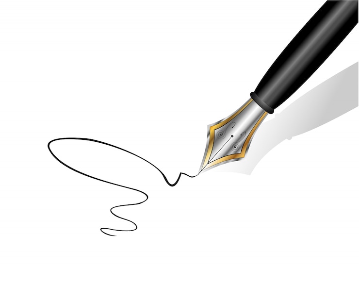 Vector gold and iron fountain pen