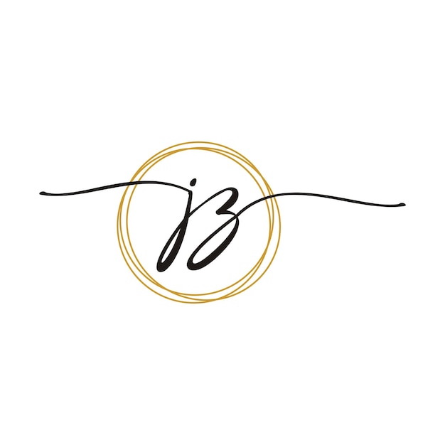 Gold J Z Initial Script Letter Beauty Logo Template