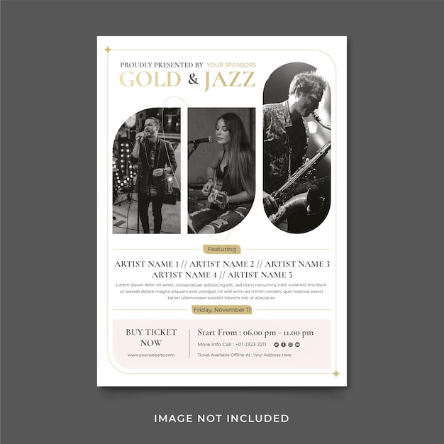 Vector gold jazz flyer template