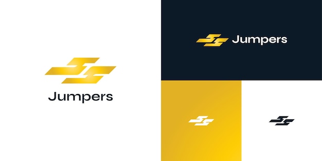 골드 JJ 이니셜 로고 디자인 J 및 J 모노그램 로고