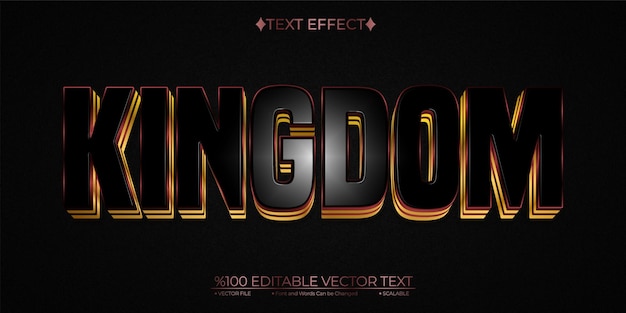 Vector gold kingdom editable vector 3d text effect