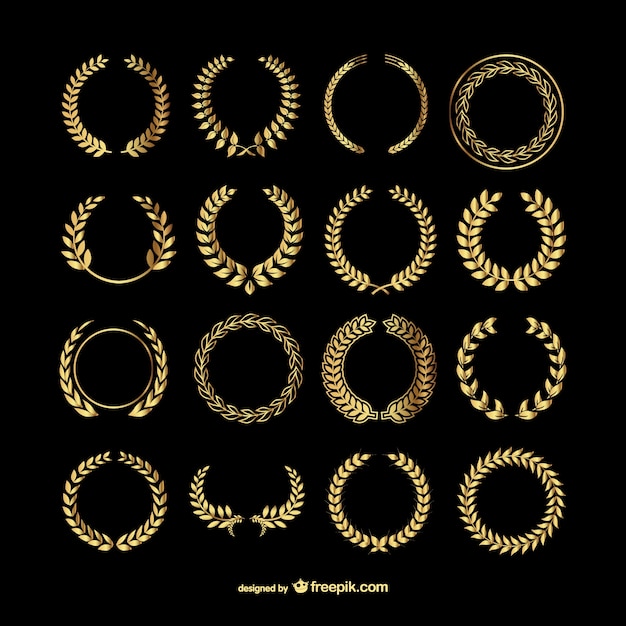 Vector gold laurel wreaths